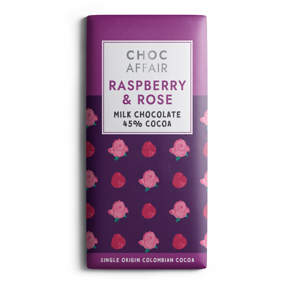 Signature_Raspberry&Rose Raspberry & Rose flavour infused milk chocolate bar by Choc Affair