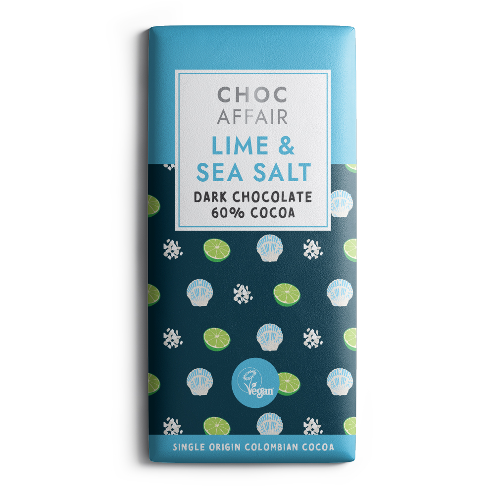 Signature_Lime&SeaSalt Lime & Sea Salt flavour infused dark chocolate bar by Choc Affair