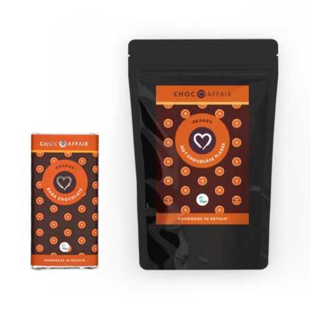 Pouch of Orange Dark Hot Chocolate Flakes & Orange Dark Choco