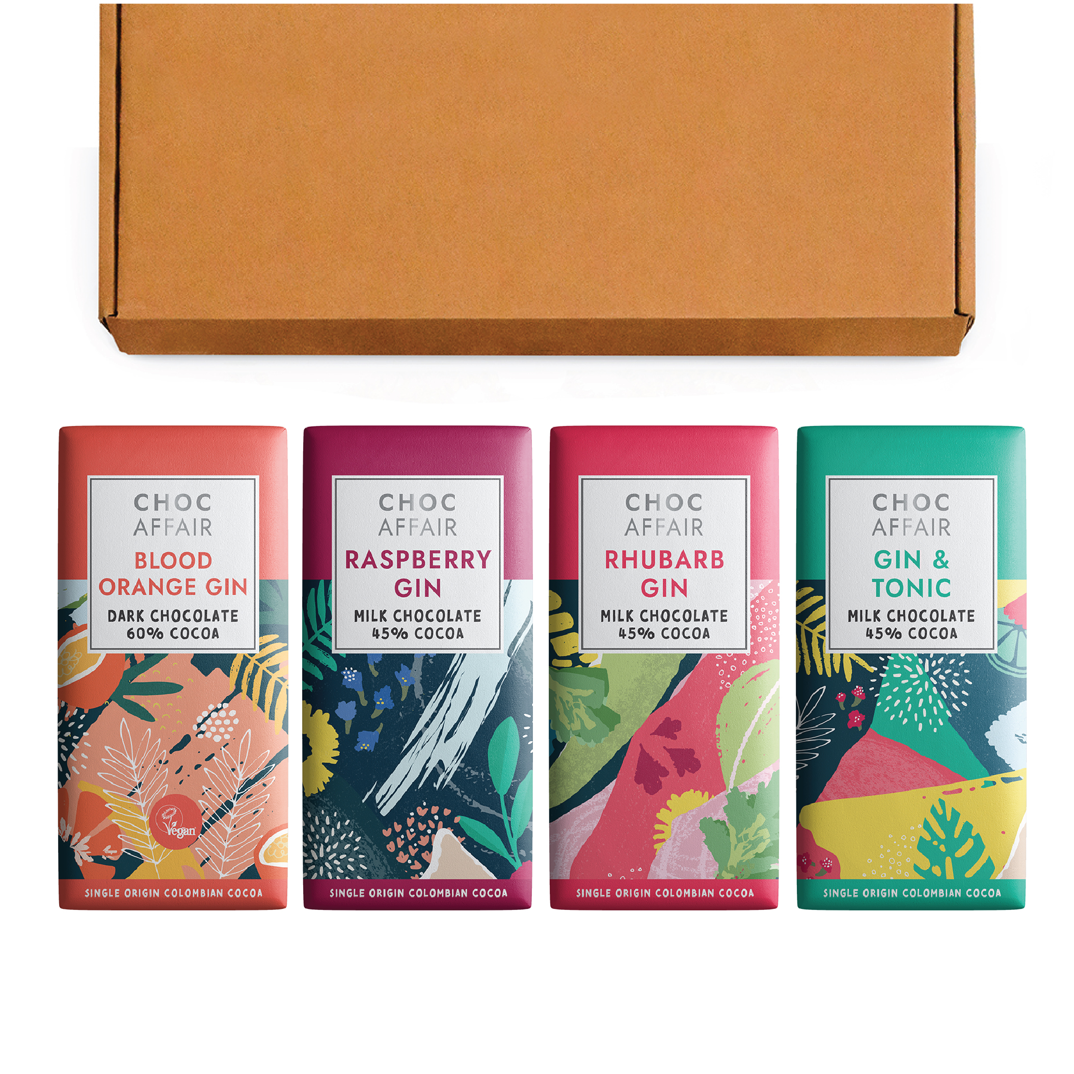 hamper-gin-letterbox-4 Letterbox selection of the gin collection chocolate bars by Choc Affair