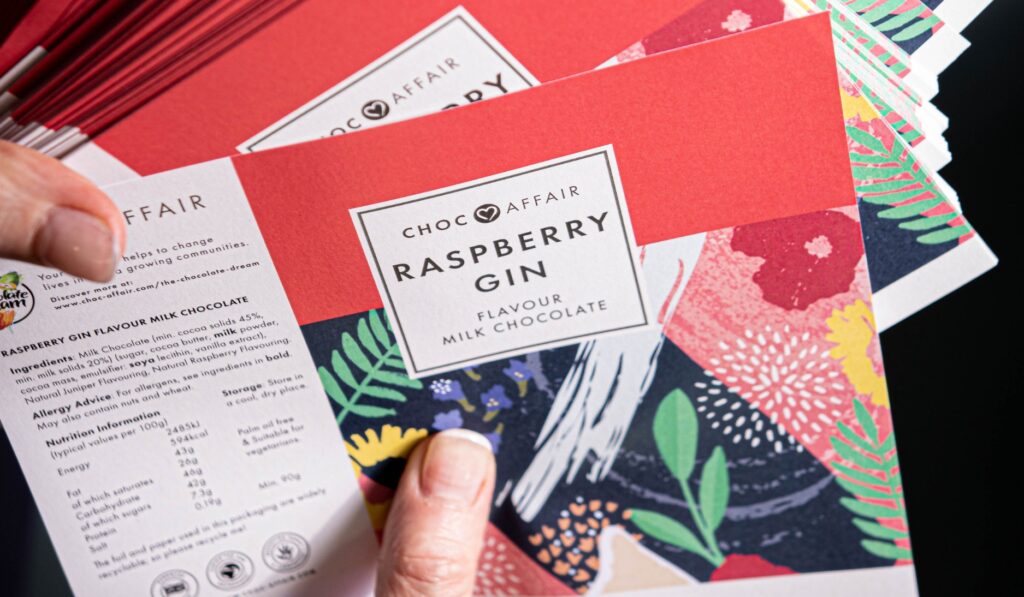 Raspberry gin chocolate wrapper