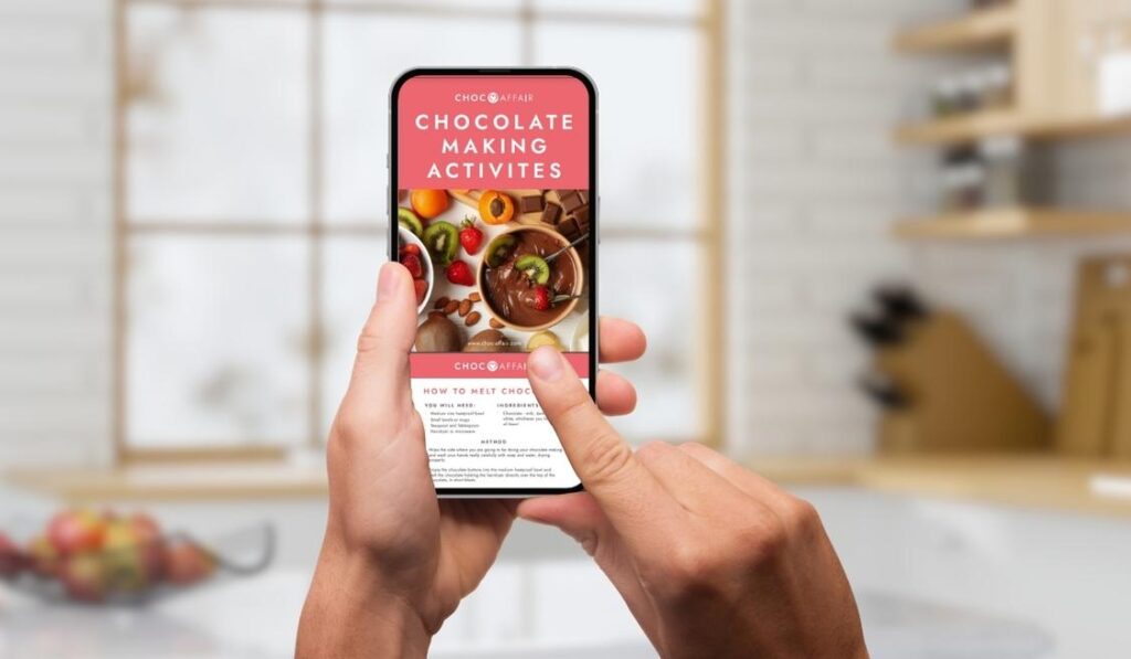 Chocolate making activity kit displayed on a mobile phone