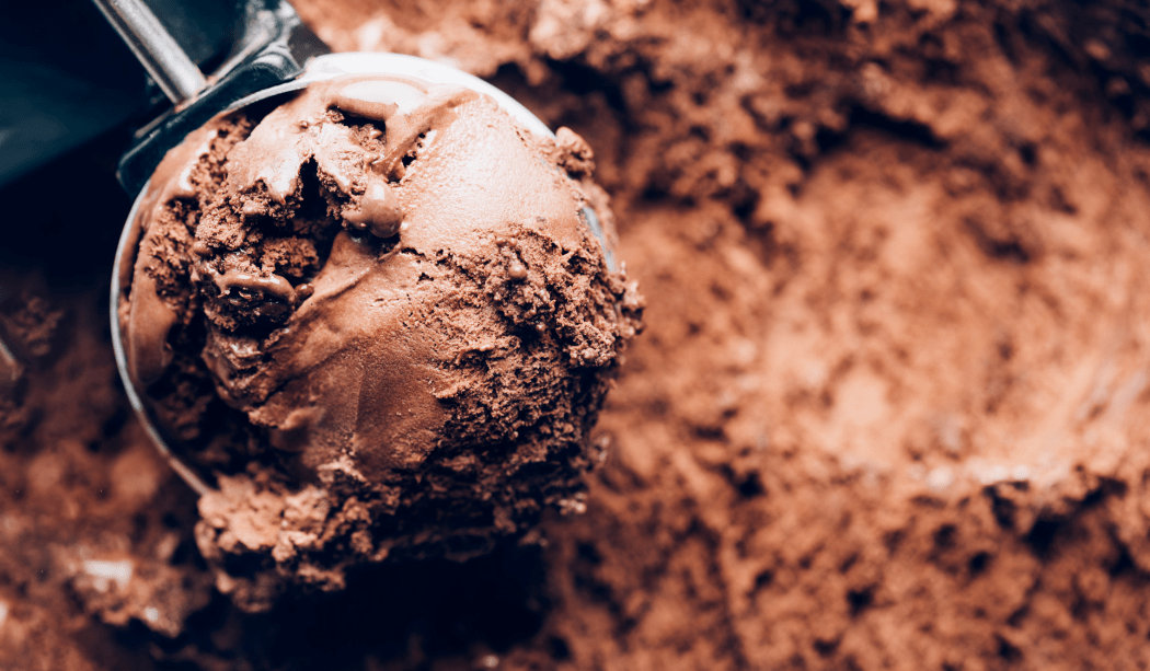 A scoop of chocolate ice cream