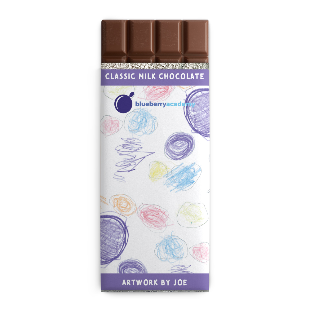Joe Blueberry Milk 90g - Joe_web Classic milk chocolate bar designed by Joe