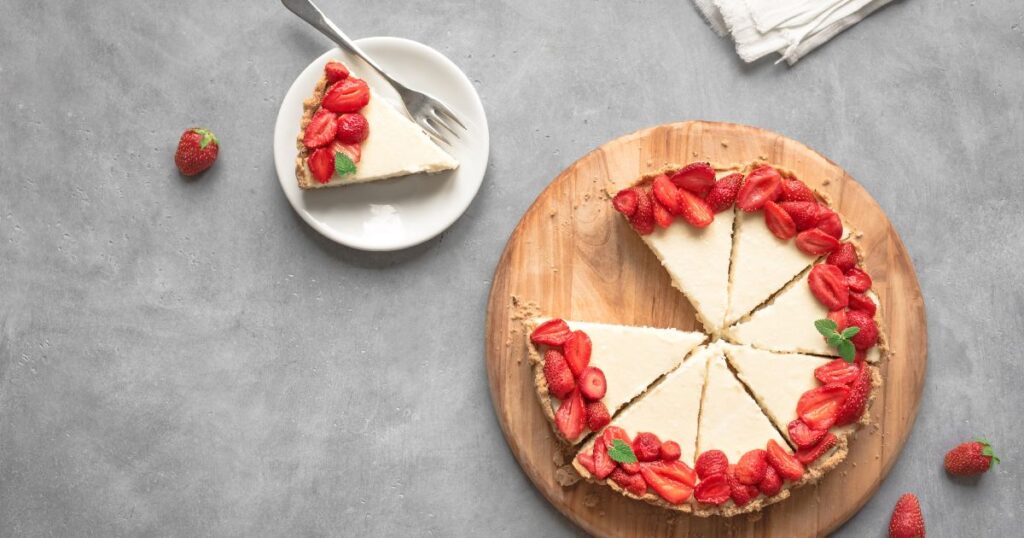 white chocolate and strawberry cheesecake